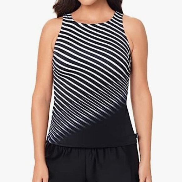 Reebok‎ Women's Swimwear Endless Endurance High Neckline Soft Cup Tankini 12 NWT - Picture 1 of 7